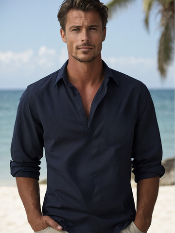 Camisa de lino transpirable para hombre - Ideal Verano