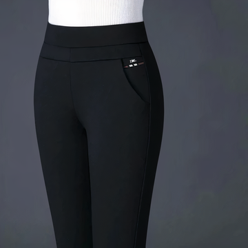 Wenda - Pantalones de cintura alta con banda elástica para mujer