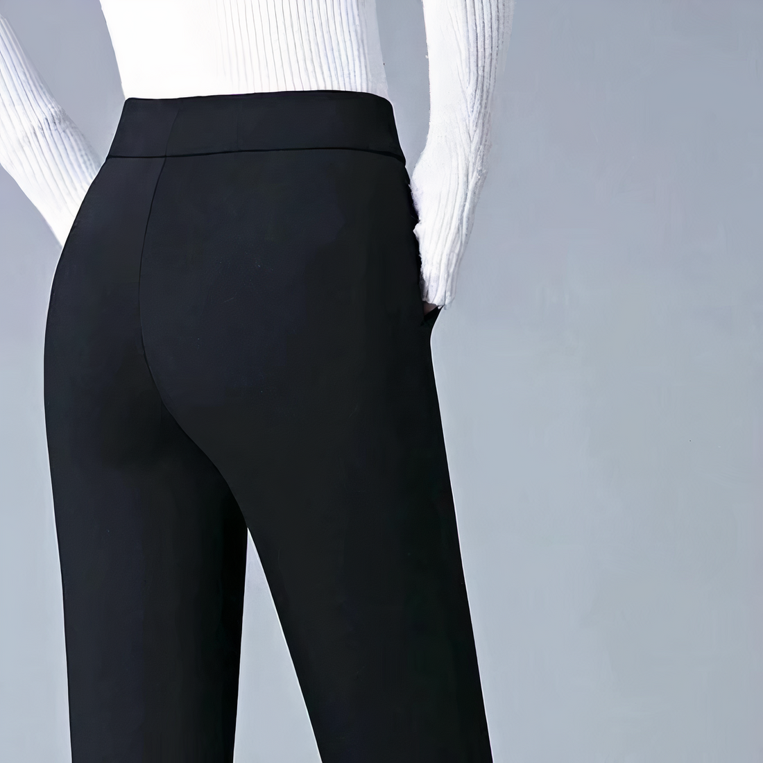 Wenda - Pantalones de cintura alta con banda elástica para mujer