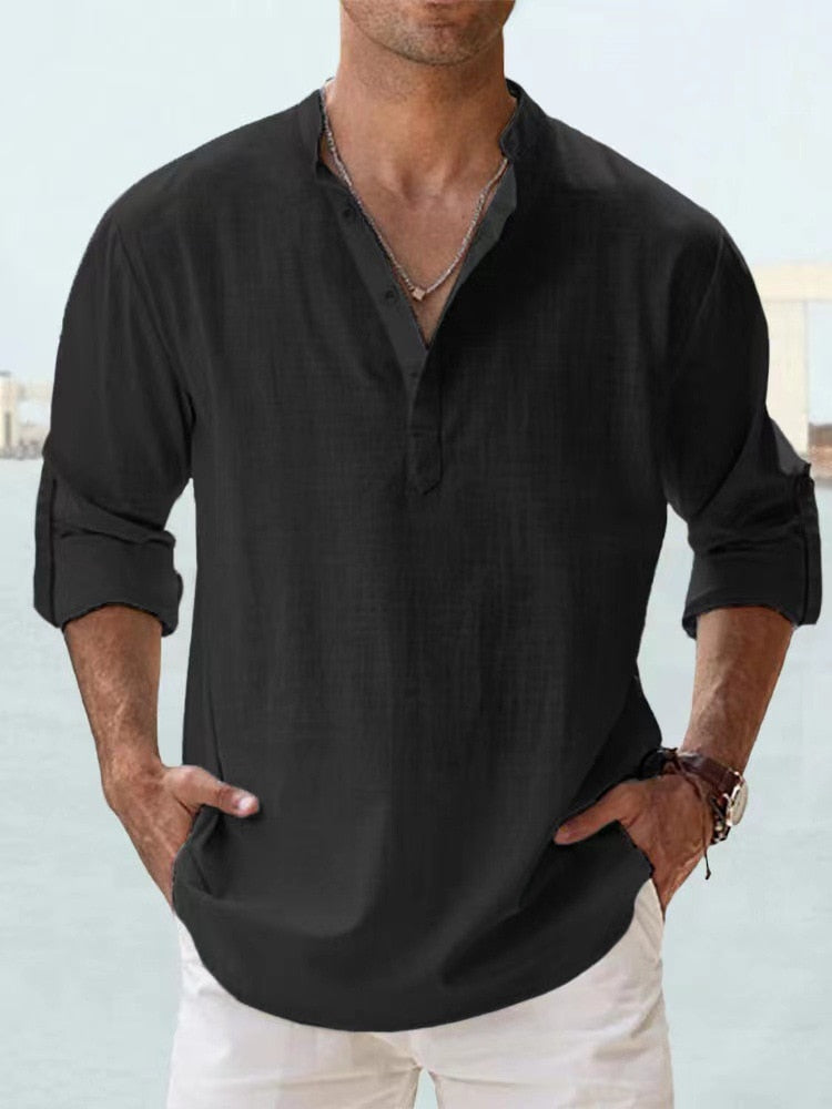 Ohitekah - Camiseta de Lino Hombres, Cómoda & Transpirable