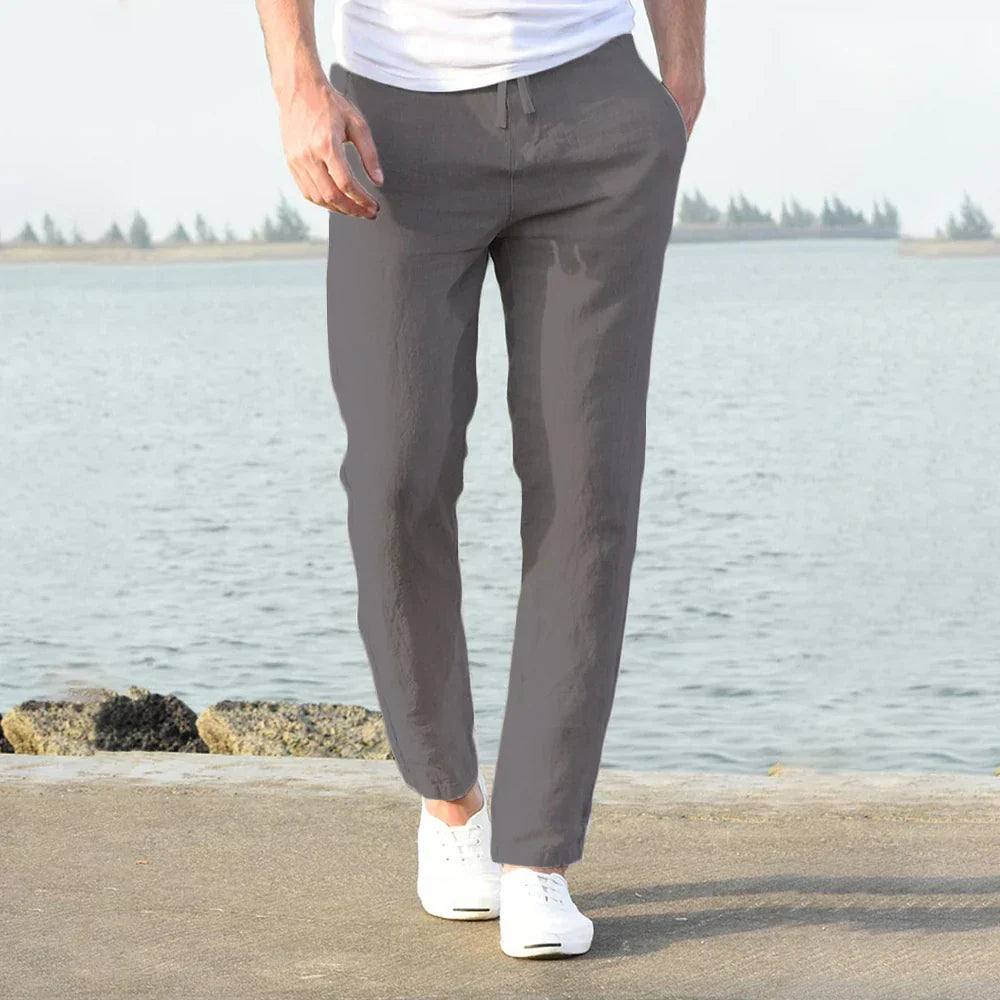 Aurelius - Hombres Ligero Algodón-Lino Pantalones