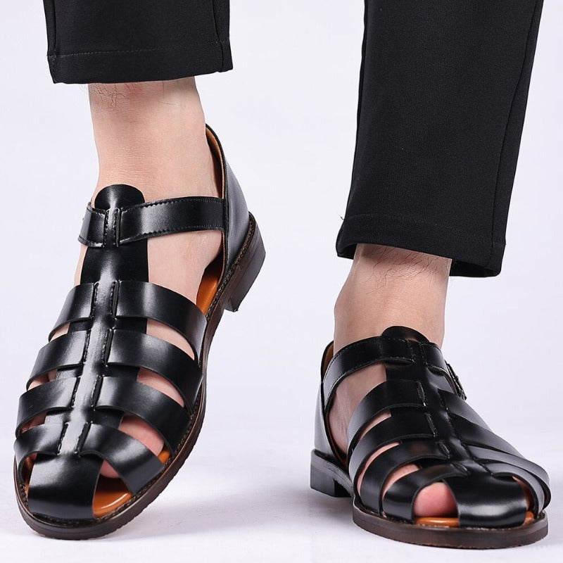 Zach - Sandalias de cuero estilo de verano cómodo