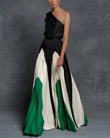 Lourdes - Vestido largo elegante de un solo hombro para mujer