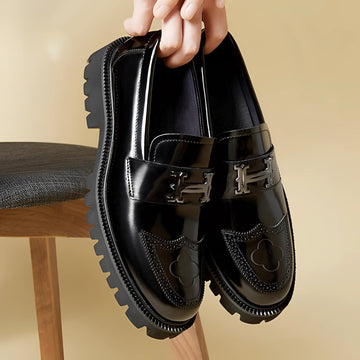Marc – Zapatos de cuero burdeos con suela gruesa