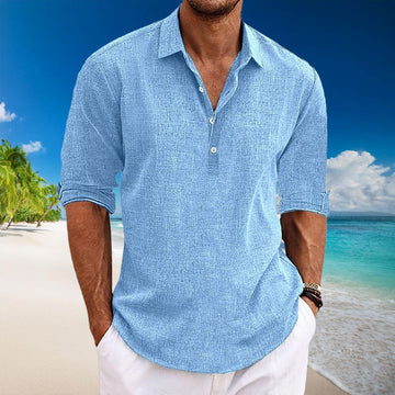 Reynold - Camisa de manga larga casual de lino para hombre