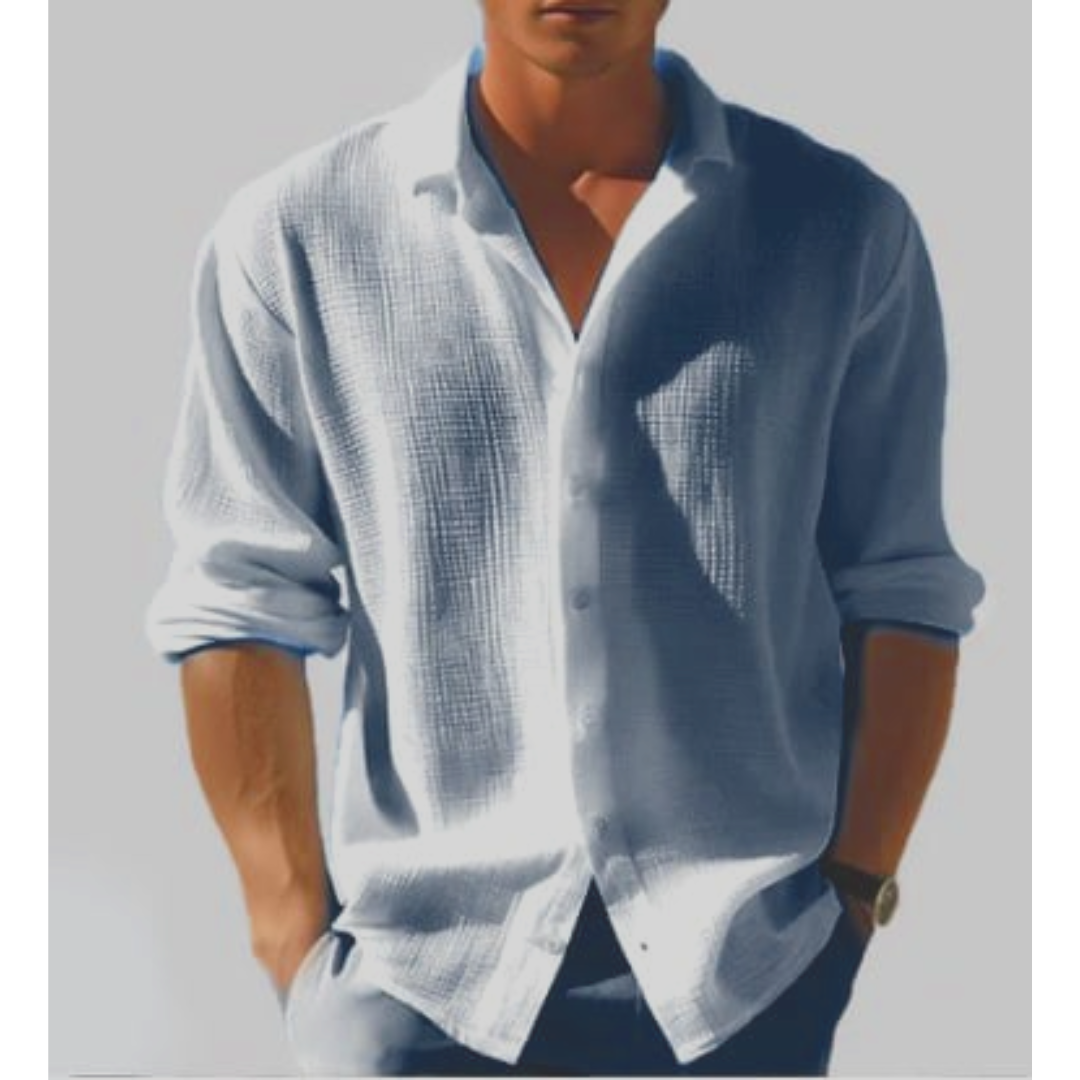 Kelvin - Camisa de Verano Hombre Botonadura Ligera