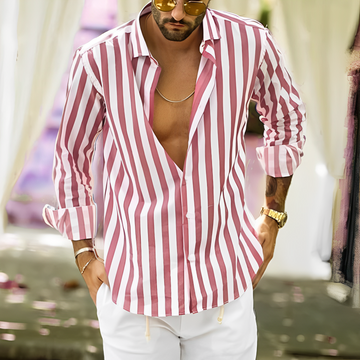Greyson - Camisa de verano a rayas cómoda para hombres
