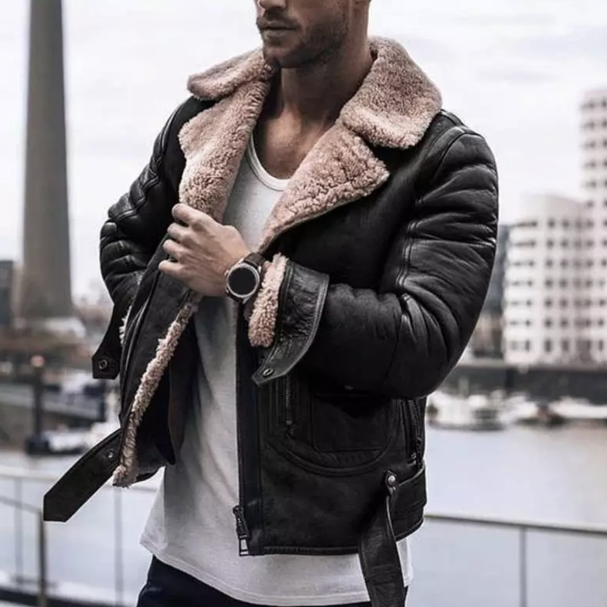 Dominic – Chaqueta de Cuero para el Invierno de Hombres