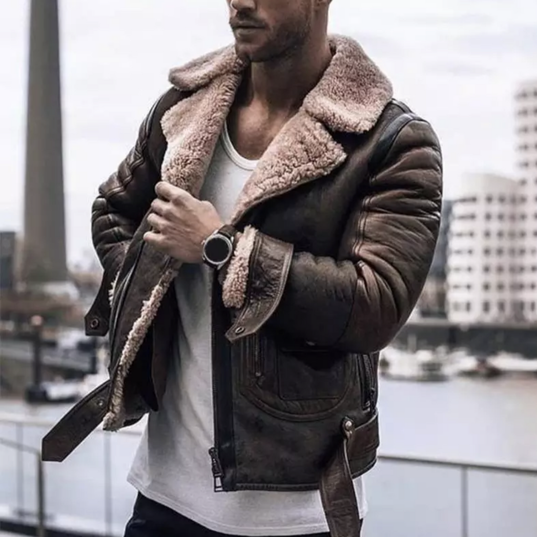 Dominic – Chaqueta de Cuero para el Invierno de Hombres