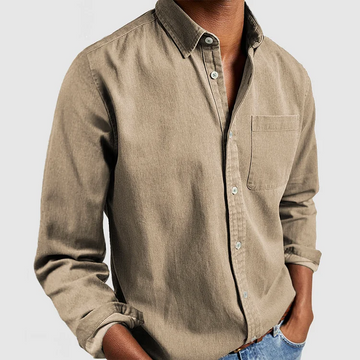 Blake - Camisa informal de manga larga con cuello de solapa para hombres