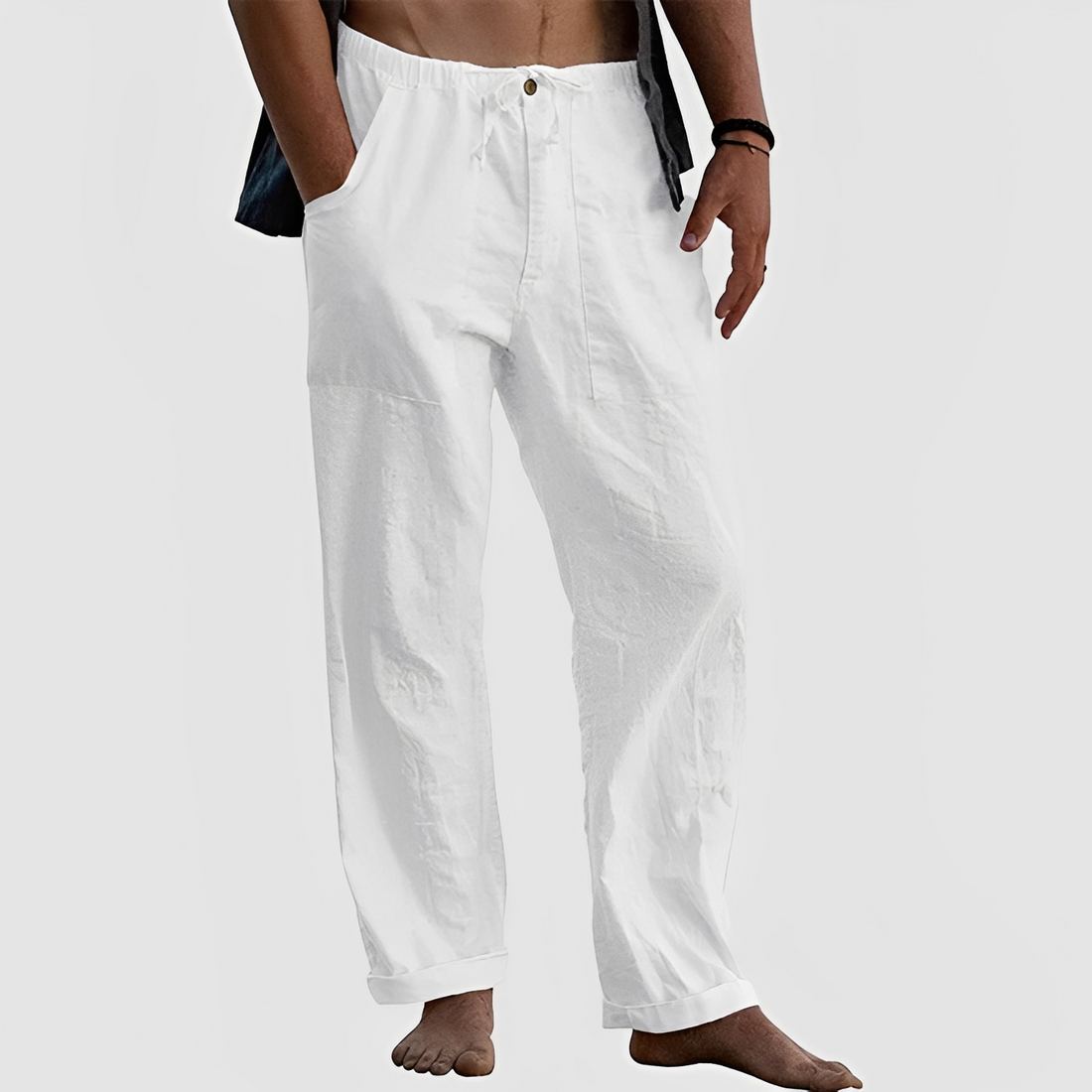 Jovan - Pantalón de verano informal con cordón para hombre