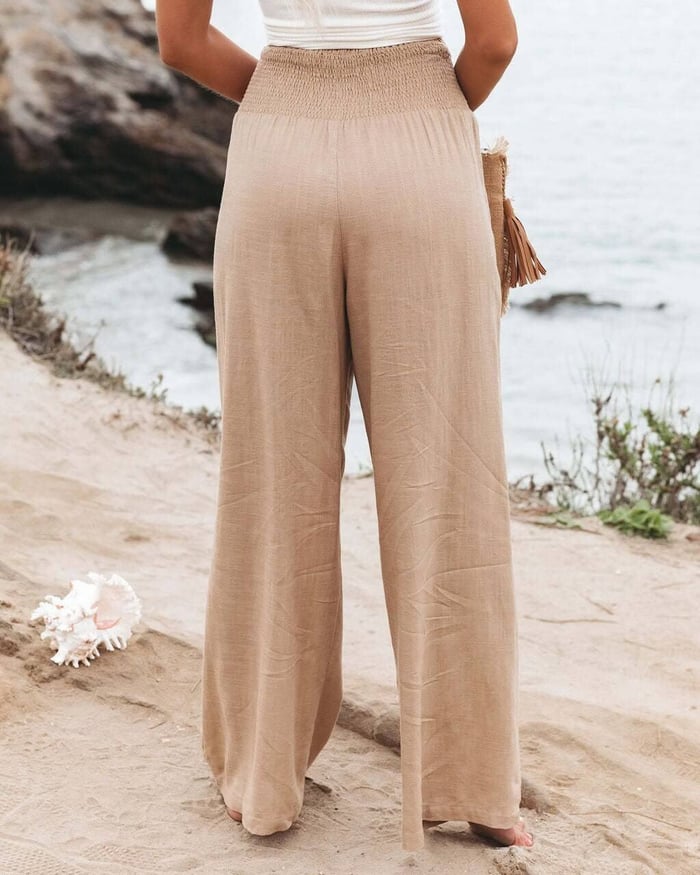 Quinley - Pantalones de lino elásticos