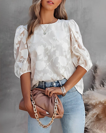 Dorothea - Blusa de gasa con mangas abullonadas