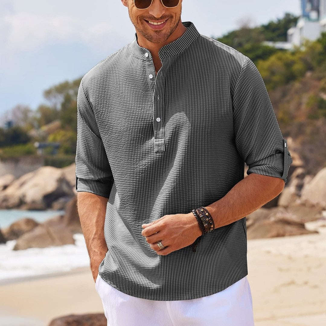Cormac - Camisa de lino de manga larga para hombre
