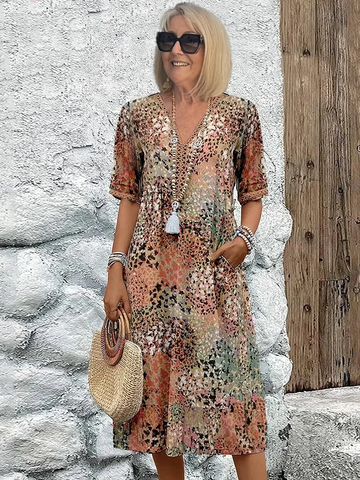 Macy - Vestido midi con estampado floral, conjunto chic