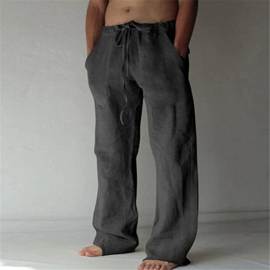 Anton - Pantalones informales de lino liso para hombre