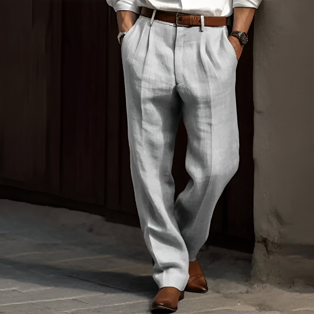 Zaiden - Pantalones retro de corte recto para hombres