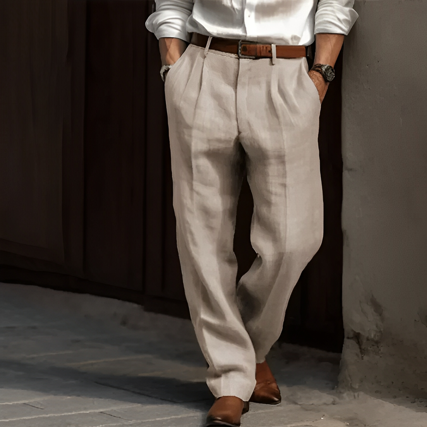 Zaiden - Pantalones retro de corte recto para hombres