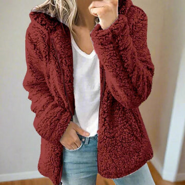 Celandine - Abrigo de lana con capucha de peluche estilo teddy