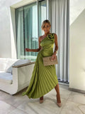 Mandy | Elegant Shoulder Pleated Dress - Image 8