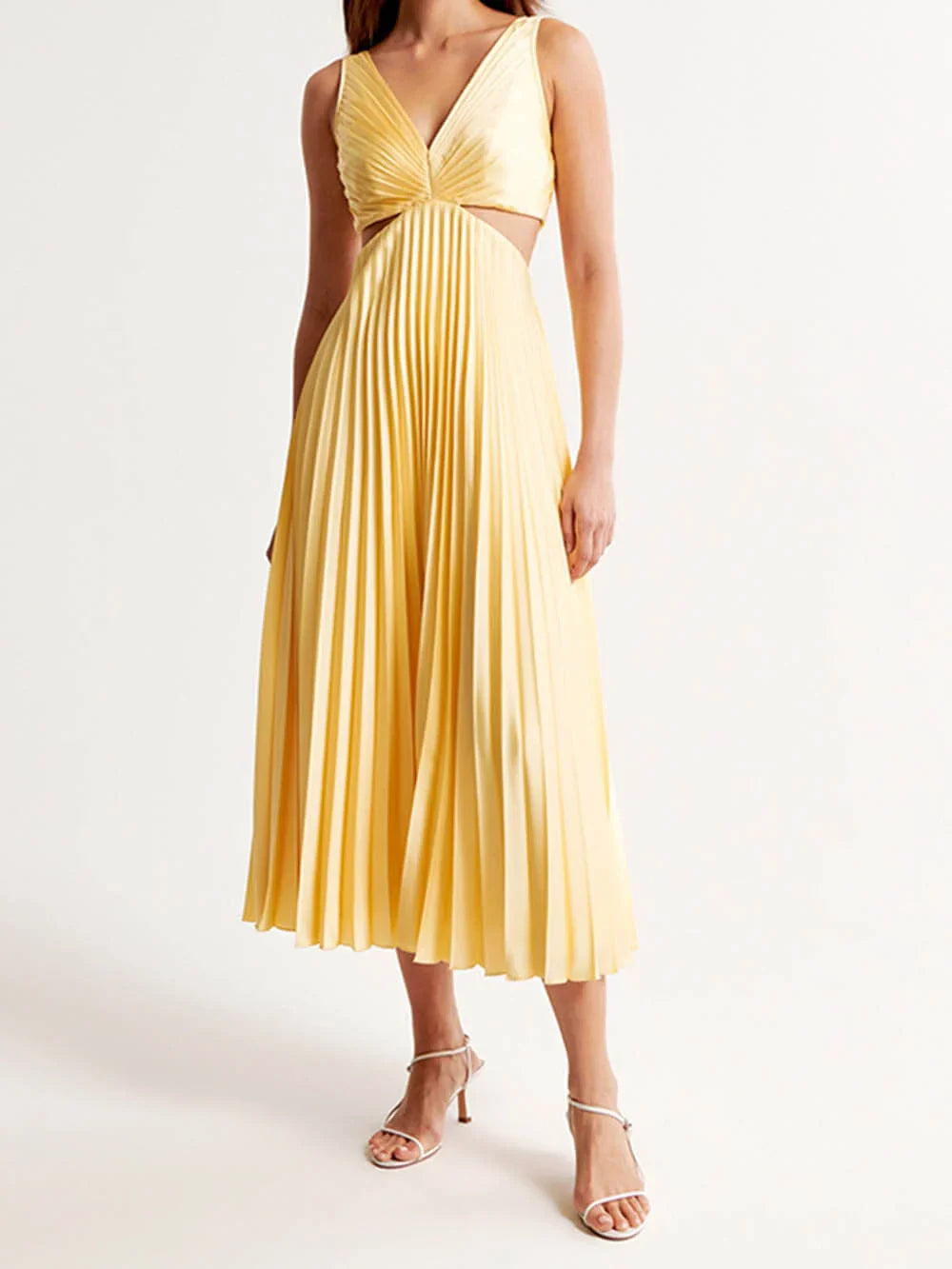 Arya - Elegante Vestido Plisado Midi para Mujeres