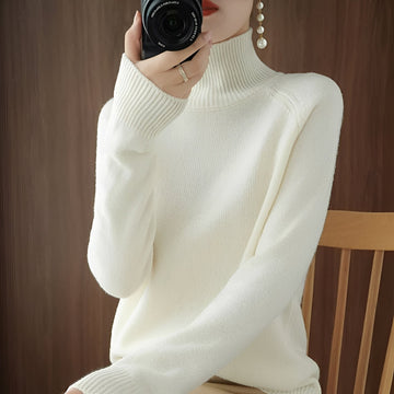 Ulyssa - Suéter elegante de cuello alto de cachemira para mujer