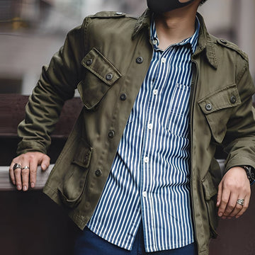Arnold - Chaqueta clásica lavada con bolsillos para hombres