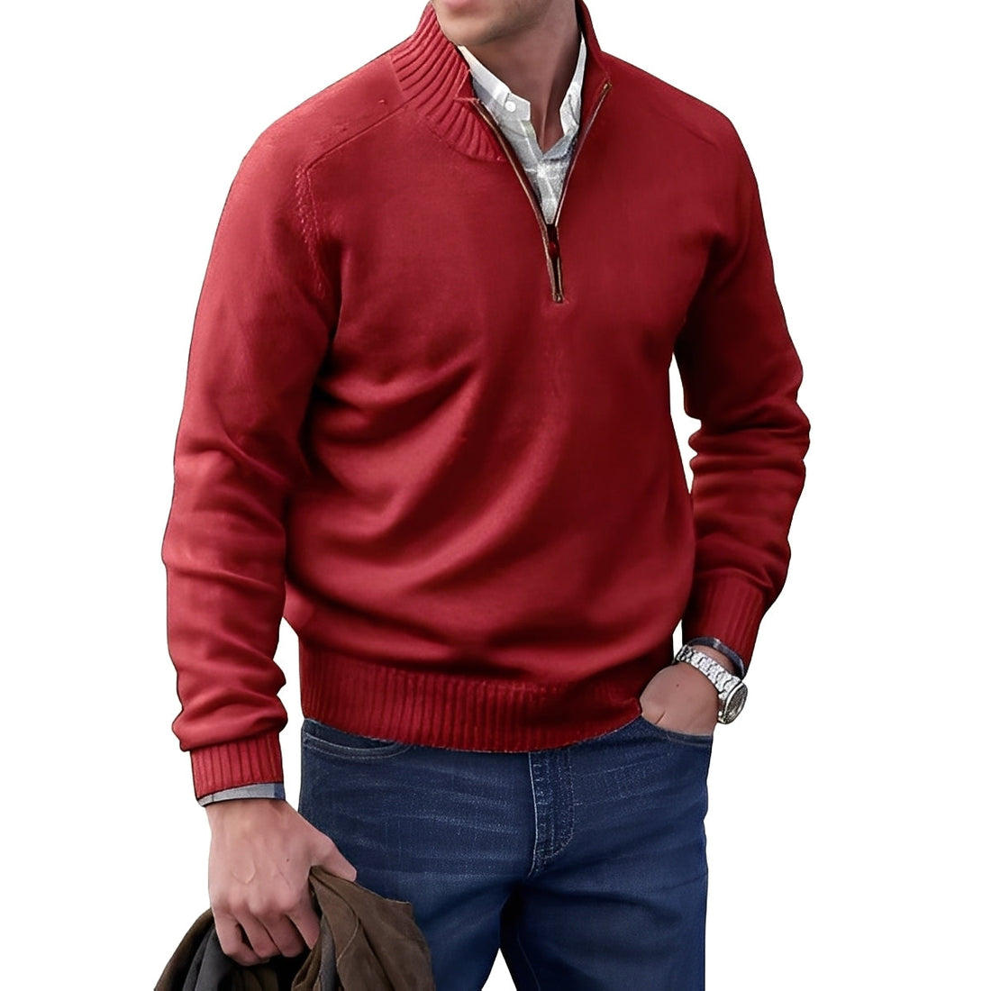 Jeremy - Suéter casual de cachemira con cremallera para hombres