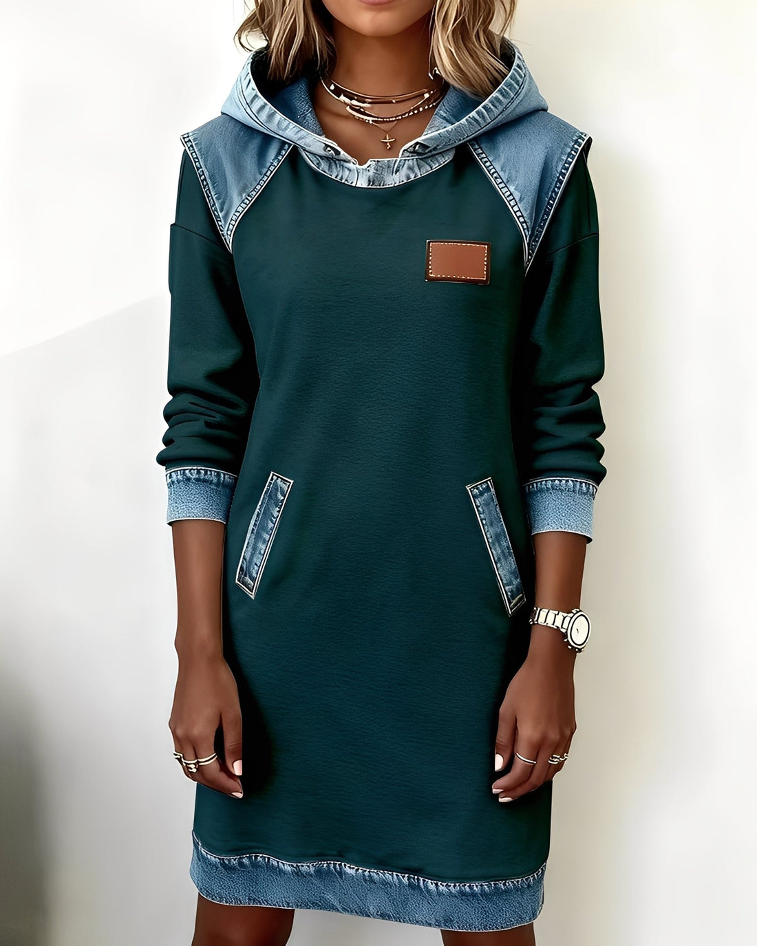 Catherine - Vestido formal con capucha y bolsillos para mujeres