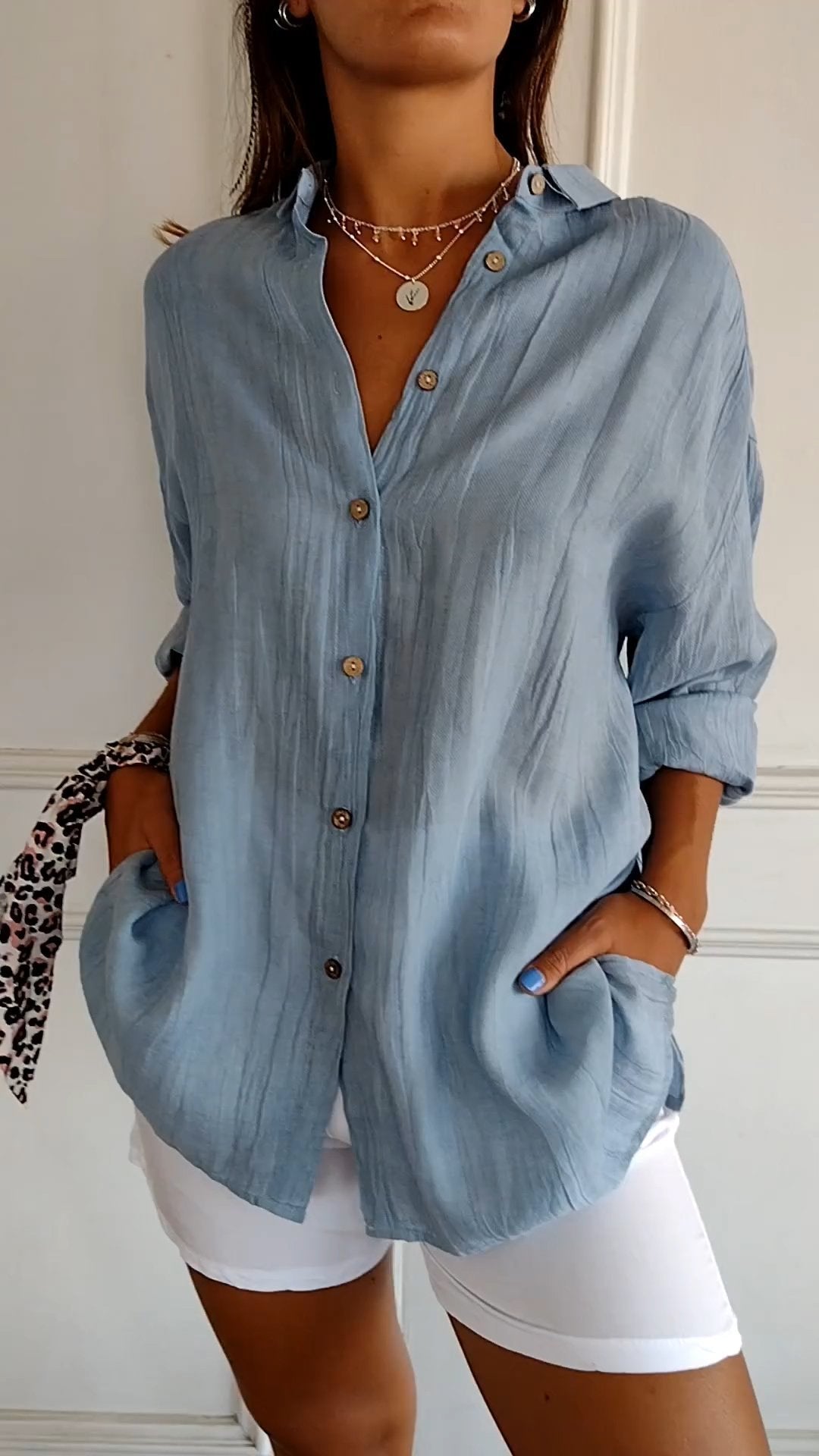 Abba - Holgada & Ligera Blusa de Botones