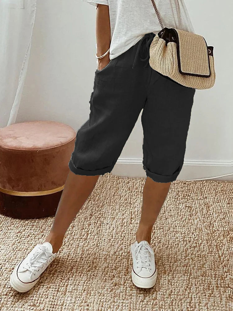 Elise - Moda Mujer Pantalones Cortos Cordones Verano