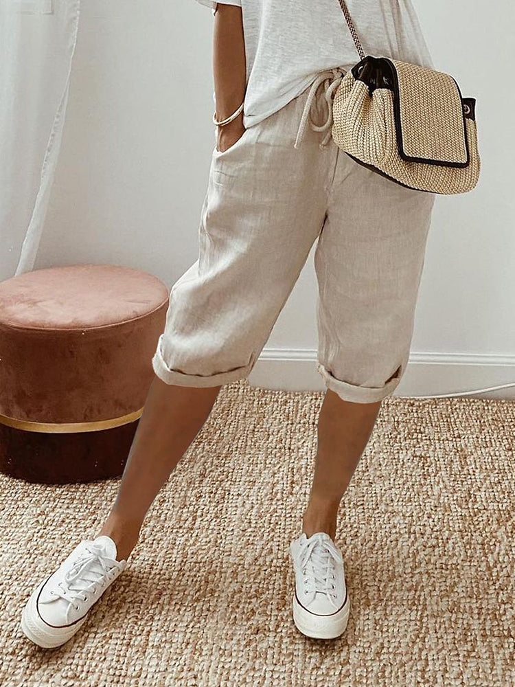Elise - Moda Mujer Pantalones Cortos Cordones Verano