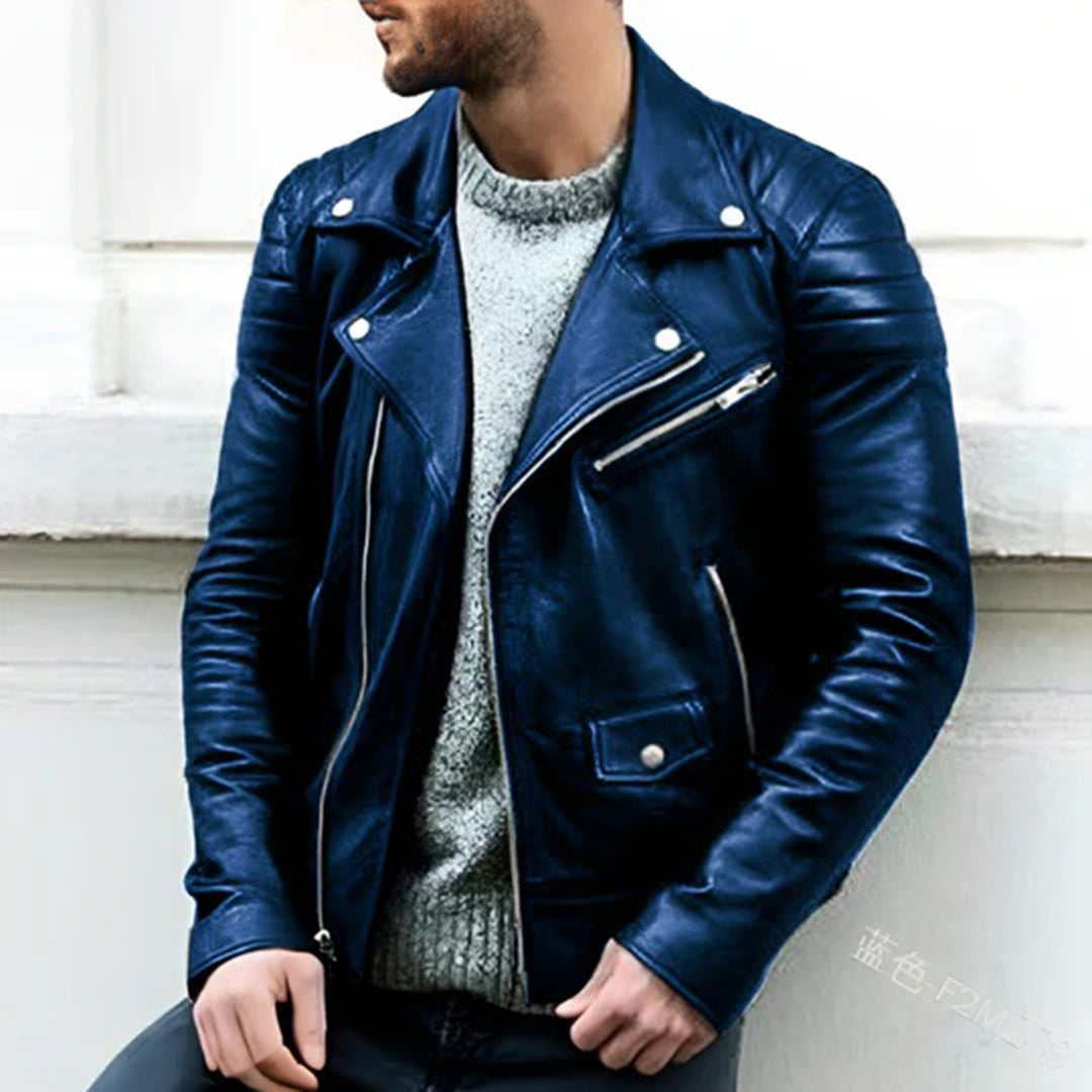 Lucas - Cazadora Biker de Piel para Hombre Estilosa