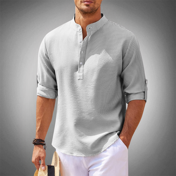 Michael - Hombres Camisa Henley Casual Ligera y Transpirable