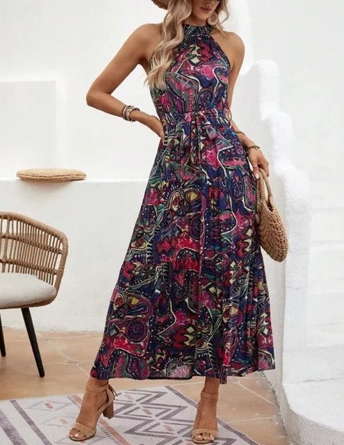 Philine - Maxi - Kleid - Retro Halternek - Kleider - Grün - Müller Mode