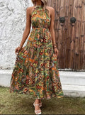 Philine - Maxi - Kleid - Retro Halternek - Kleider - Grün - Müller Mode