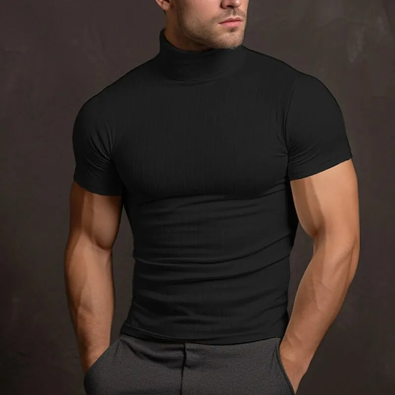 Aljur - La camiseta de cuello alto lisa para hombres