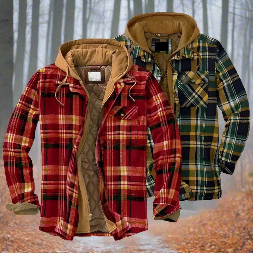 Ormond - Chaqueta cálida de cuadros con capucha