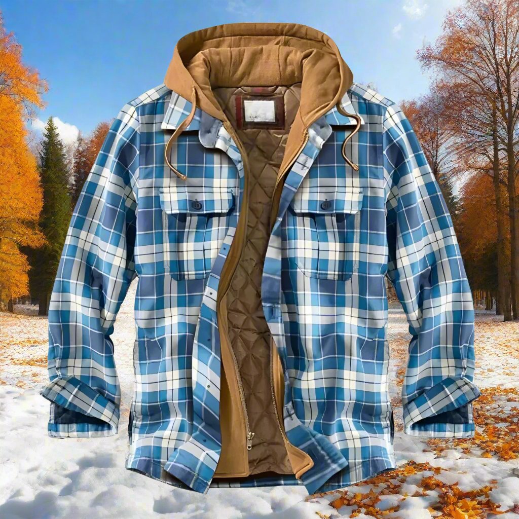 Ormond - Chaqueta cálida de cuadros con capucha
