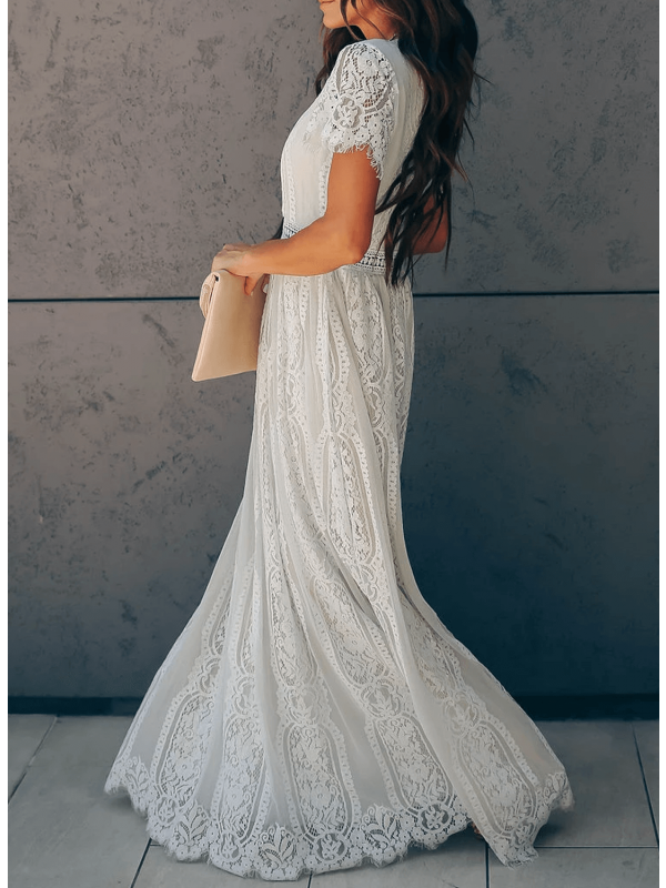Amarie- Elegante Encaje Cuello V Vestido