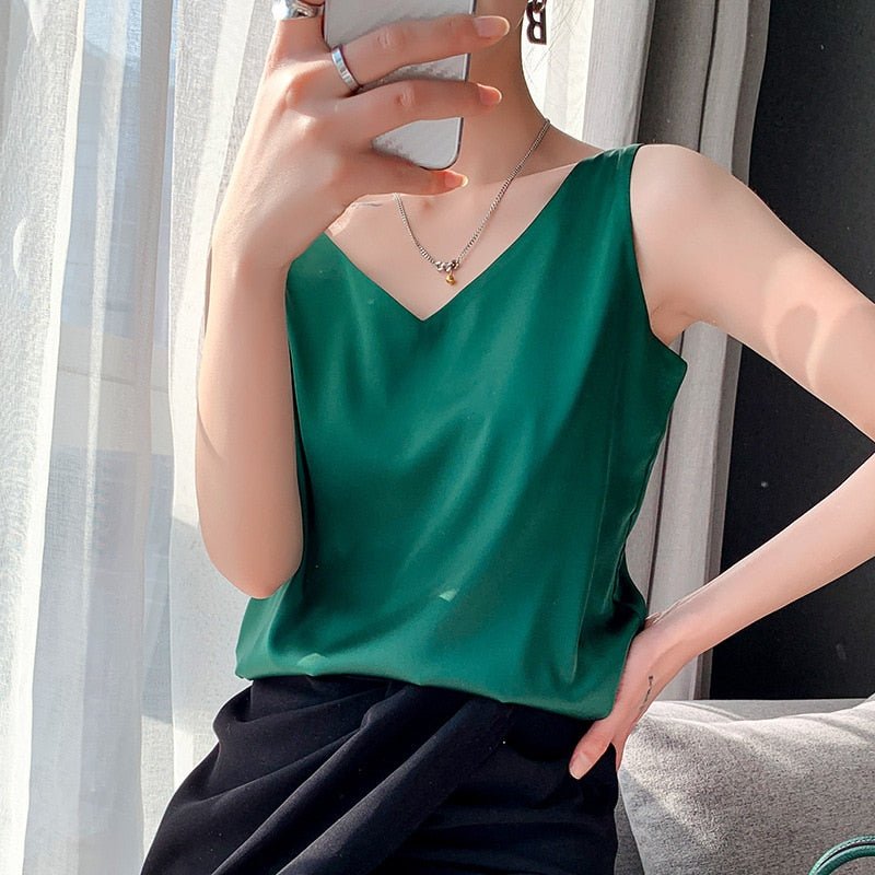 Diya - Elegante Cuello en V Top para Mujeres
