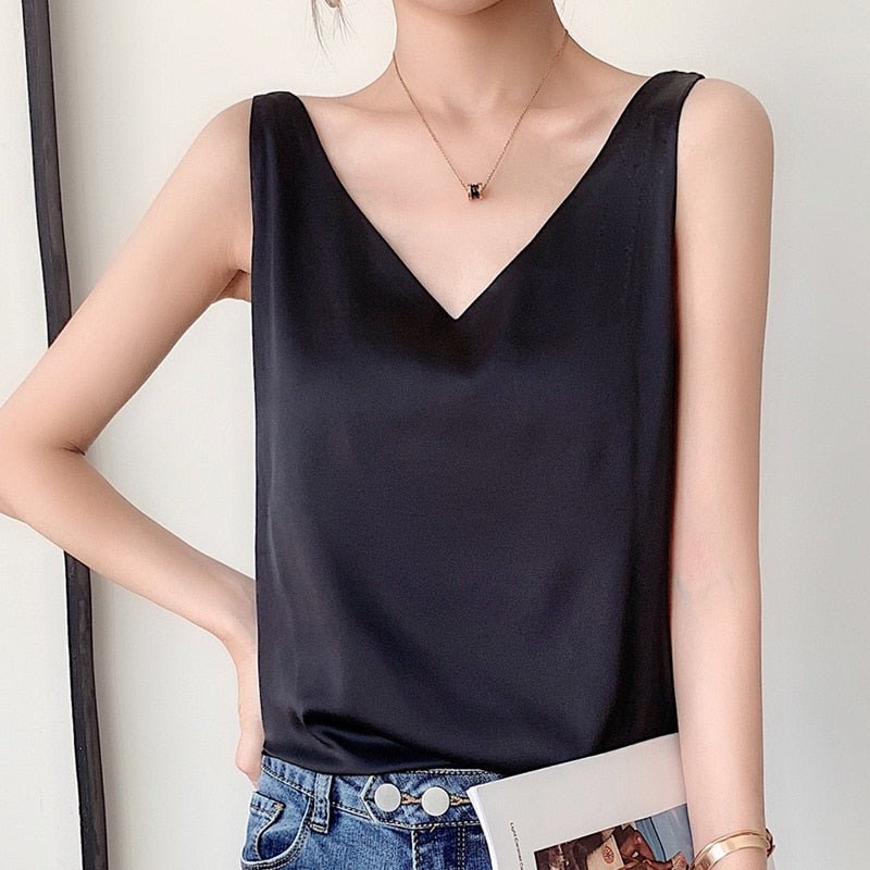 Diya - Elegante Cuello en V Top para Mujeres